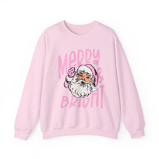 Pink Merry & Bright Santa Sweatshirt