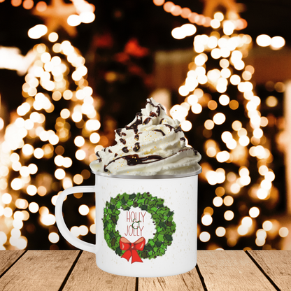 Holiday Holly and Jolly Enamel Mug