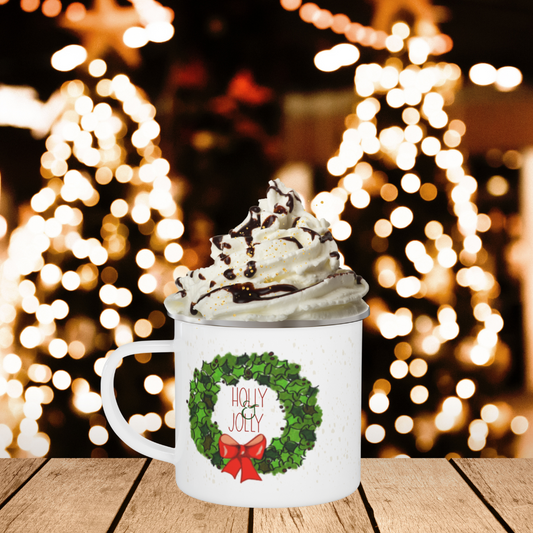 Holiday Holly and Jolly Enamel Mug